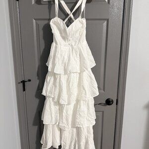 Abercrombie & Fitch Lace-Up Back Tiered Maxi Dress